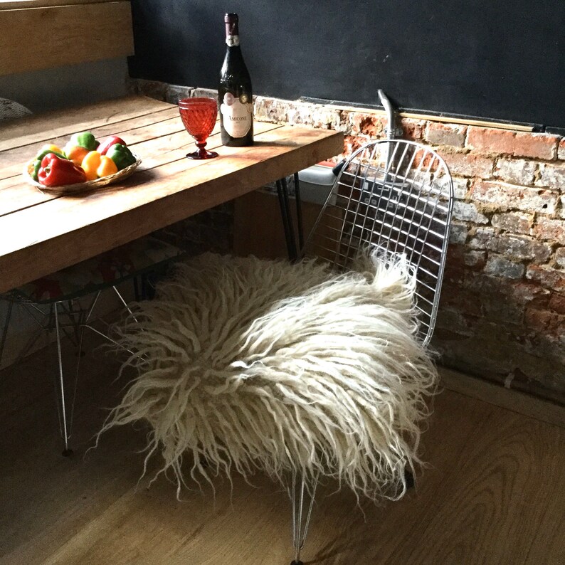 Shaggy Wool Cushion Sheepskin Look Hand Woven On Loom Custom Made