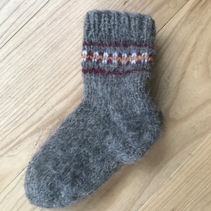 Cosy Wool Socks Handknitted Unisex Organic  Grey