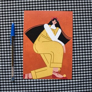 Girl in Yellow Overalls Art Print image 2