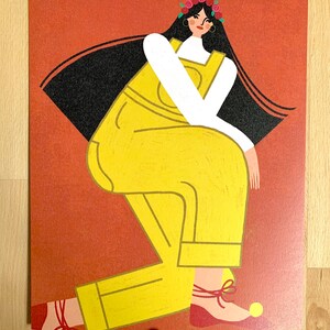 Girl in Yellow Overalls Art Print image 3