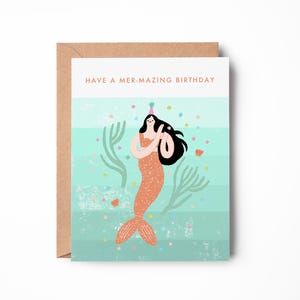 Have a Mer-mazing Birthday | Mermaid Birthday Card | Cute Ocean-Themed Greeting Card for Kids or Mermaid Lovers