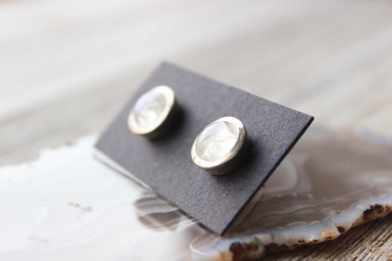 Gift For Her Silver Earring Stud Earring Silver Studs Rainbow Moonstone Earrings in 925 Sterling Silver Birthstone Earring Gemstone
