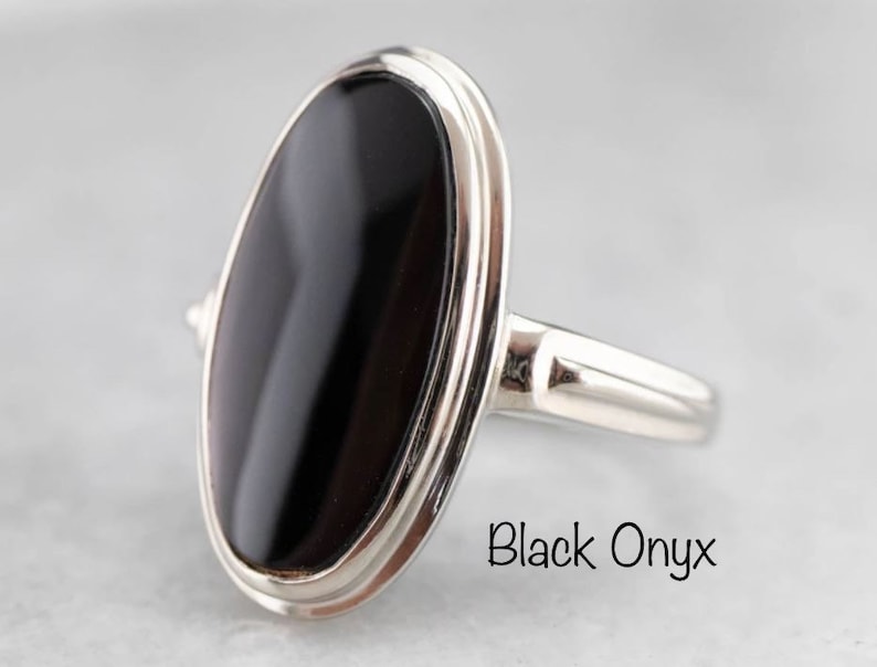 Silver Ring Black Onyx Round Ring in 925 Sterling Silver Jewelry Gemstone Ring Silver Ring Gift For Her Twisted Ring Birthstone Ring