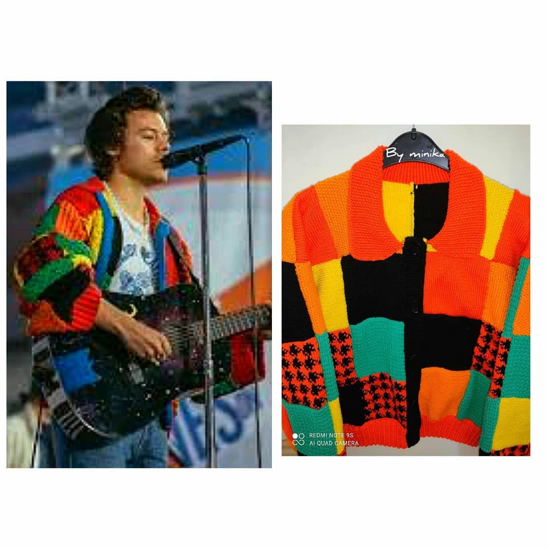 harry styles colorful cardigan