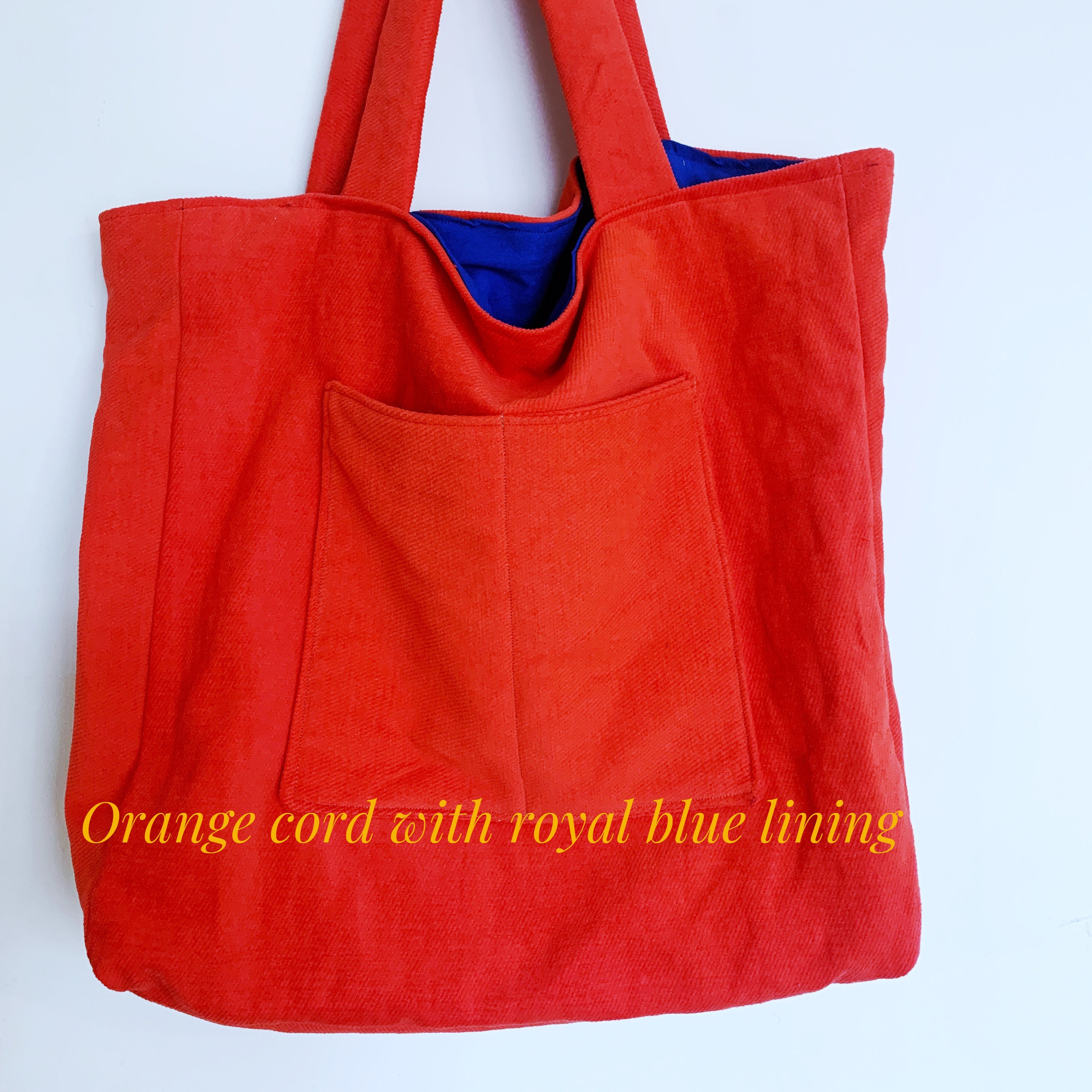 Bright Orange Reversible Tote Bag With Royal Blue Lining Etsy