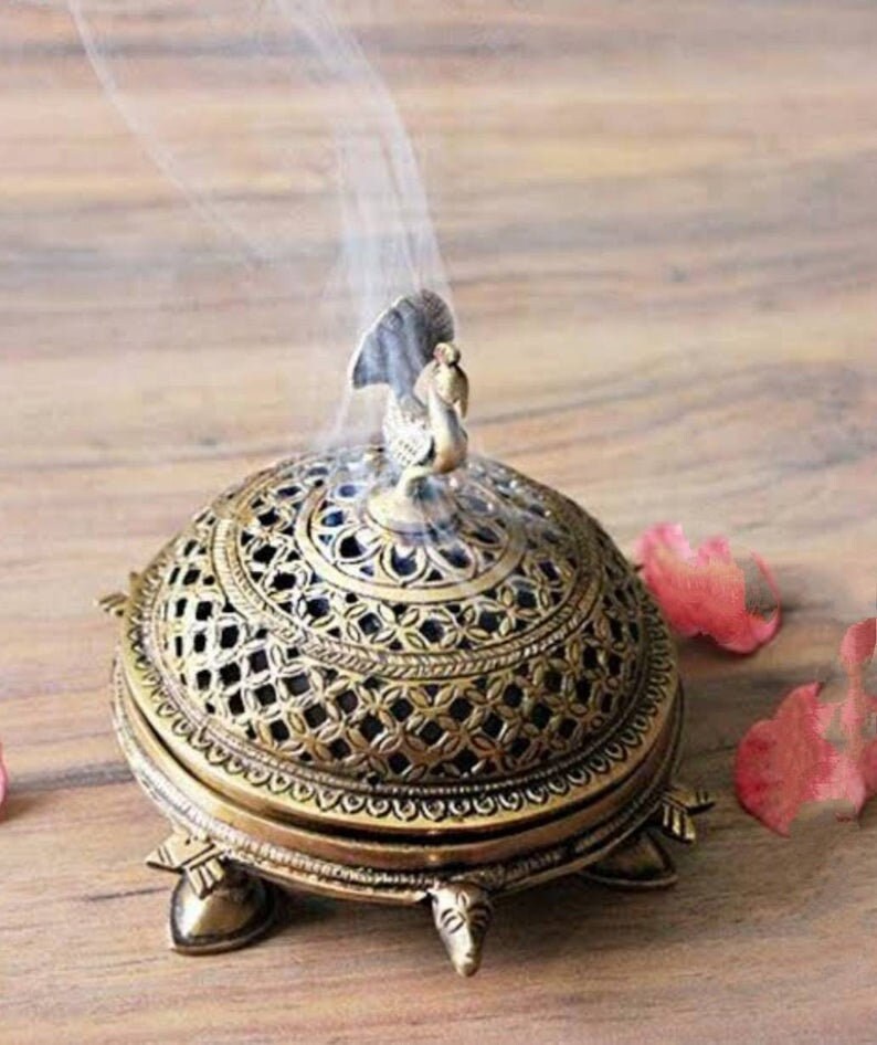 Brass Incense Holder Frankincense Burner Brass Dhoop Box Home Etsy UK
