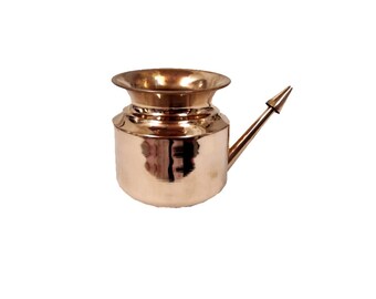 Copper neti pot, Jala Neti, Neti pot for Nasal Cleansing, Rubber neti free, Sinus Relief and Congestion, Ayurveda copper pot 400 ml, Yoga