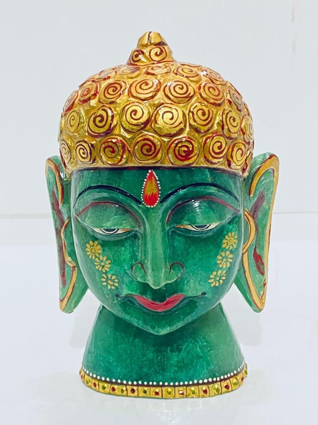 Jade Buddha Head Handmade Crystal Buddha Head Statue Buddha Etsy