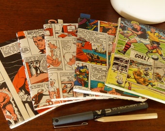 Upcycled Vintage Comics A6 Softcover Notebook Jotter – Lined 32 pages Pale Yellow Paper