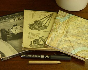Upcycled Vintage Paper A6 Softcover Refillable Notebook Jotter