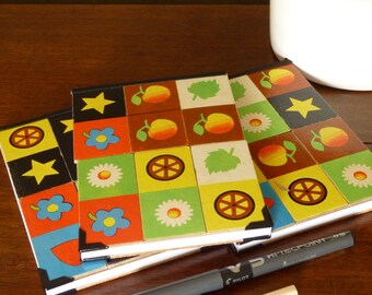 Upcycled Vintage Picture Dominos A6 Hardcover Notebook Jotter – Blank 50 pages White Paper 80gsm