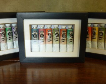 Wall Art - Framed Vintage Winsor & Newton Oil Paint Tubes 33-43 - upcycled frames and paint
