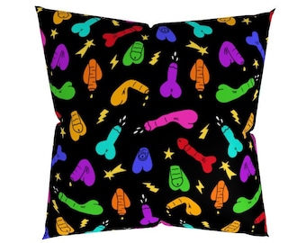 Funky Dicks Pillow, Neon Cocks, Dicks Pillowcase, Pop Cushion Cover, Funky Cushion, Naughty gift, Gay decor, LGBT Gift, Colorful Decor