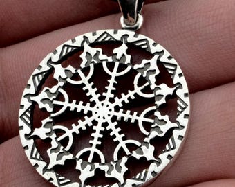 Helm of Awe Pendant: 925 Silver Viking Norse Amulet