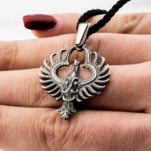 Sterling Silver Phoenix Pendant: Viking Norse Mythology Jewelry image 3