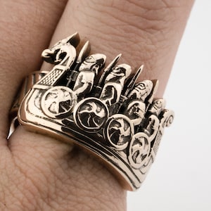 Bronze Wikinger Schiff Ring: Drakkar Schmuck