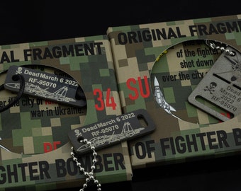 Fighter Bomber Fragment Bracelet, Keychain, Ukraine War Relic