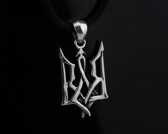 Handmade 925 Silver Ukraine Trident Pendant, Slavic Necklace