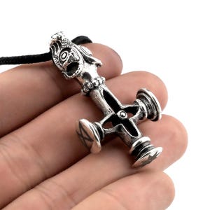 Sterling Silver Viking Wolf Cross Pendant, Rune Necklace, Personalized Engraving