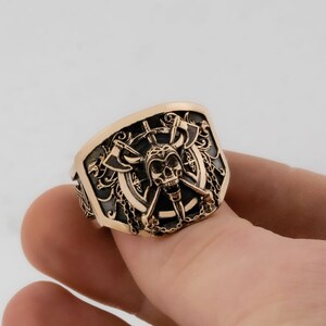 Bronze Skull Ring: Celtic Warrior Norse Viking Jewelry
