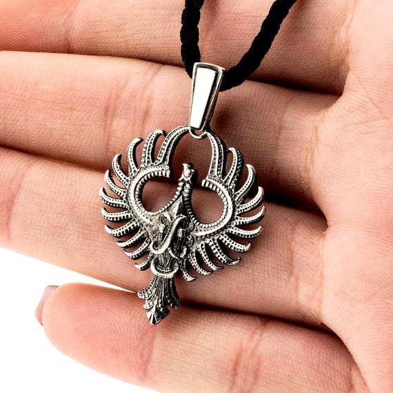 Sterling Silver Phoenix Pendant: Viking Norse Mythology Jewelry