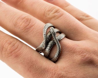 Silver Snake Ring 925 – Scandinavian Serpent Jewelry – Vintage Nordic Ring – Textured Silver Ring – Norse Viking Style