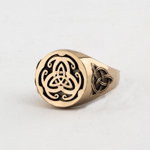 Bronze Triquetra Ring: Celtic Knot Viking Jewelry