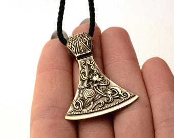 Bronze Viking Axe Pendant • Mammen Style Norse Amulet • Nordic Warrior Talisman • Hand cast Bronze Necklace • Ancient Symbol Jewelry
