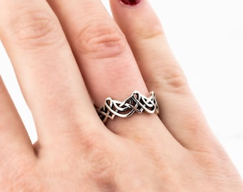 925 Sterling Silver Celtic Viking Ring: Norse Pagan Jewelry