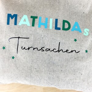 Personalisierter Rucksack Kita Tasche für Turnsachen Beutel Kindergarten Schule Turnbeutel Natürlich recycelte Baumwolle Bild 2