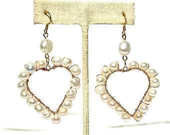 White Pearly Princess Heart Dangles