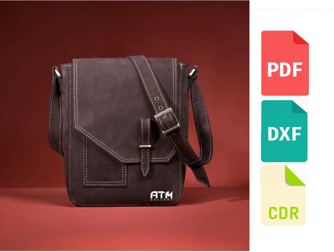 Leather Messenger Bag Template & Pattern for Laser Cut and Print Cdr