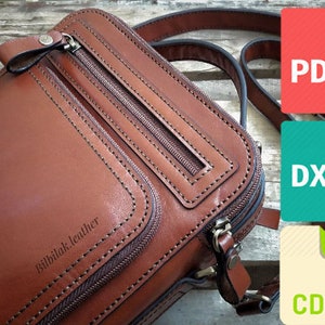 Leather crossbody bag template & pattern  for laser cut and print cdr, dxf and pdf file