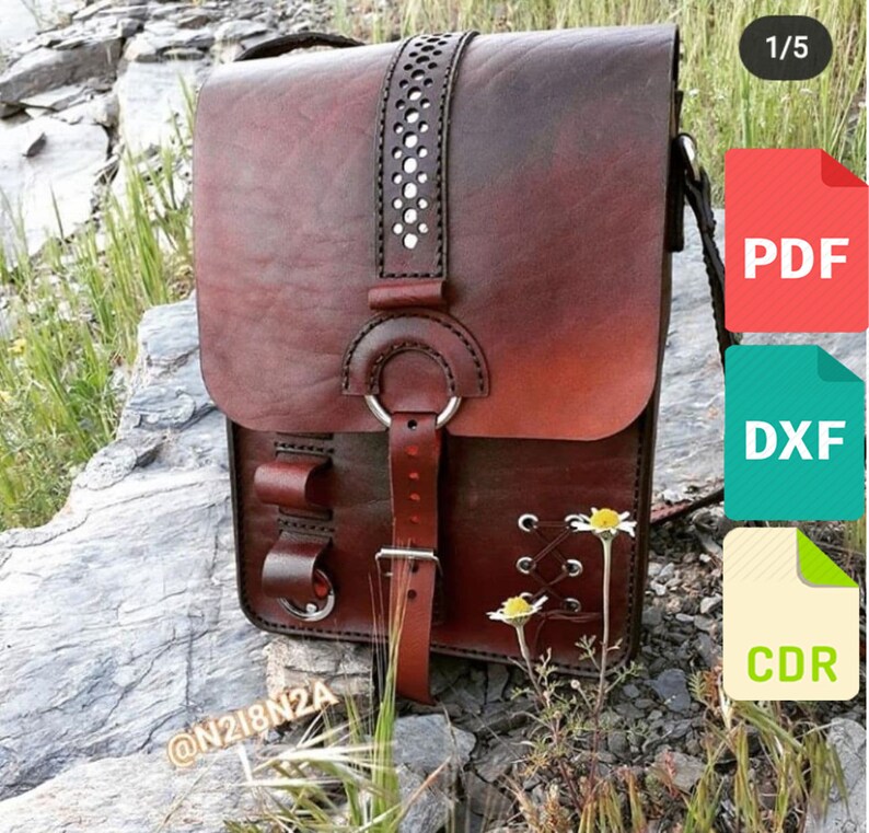 Leather Messenger Bag Template & Pattern for Laser Cut and Etsy