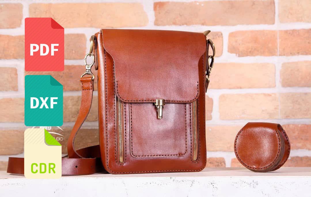 Leather Messenger Bag Template & Pattern for Laser Cut and Print Cdr