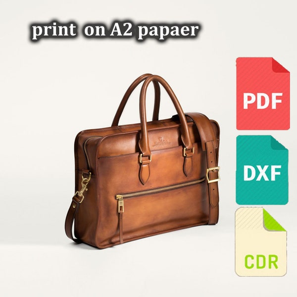 Leder Aktentasche Tasche Vorlage & Muster für Laser geschnitten und Druck cdr, dxf und pdf Datei