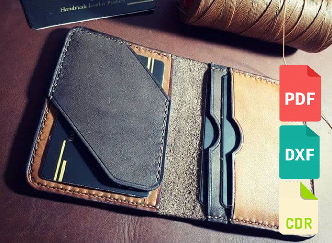 Leather Card Holder Template & Pattern for Laser Cut and Print Cdr, Dxf