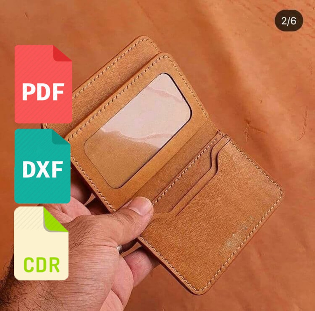 Leather Card Holder Template & Pattern for Laser Cut and Print Etsy