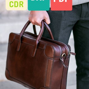 Leather briefcase bag template & pattern  for laser cut and print cdr, dxf and pdf file