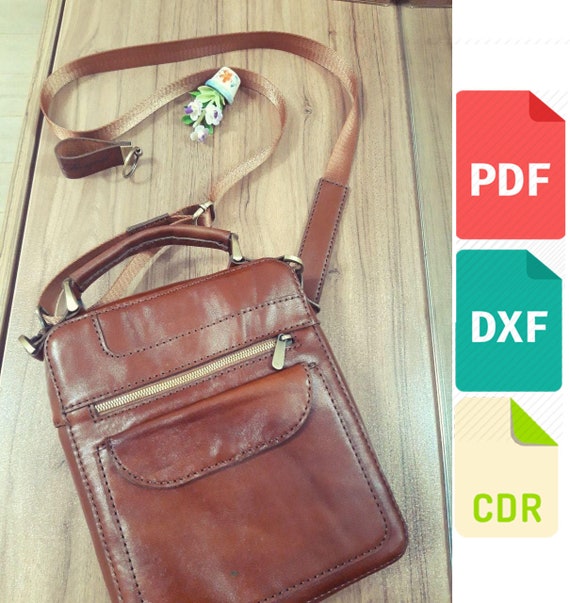 Leather Messenger Bag Template & Pattern for Laser Cut and Etsy