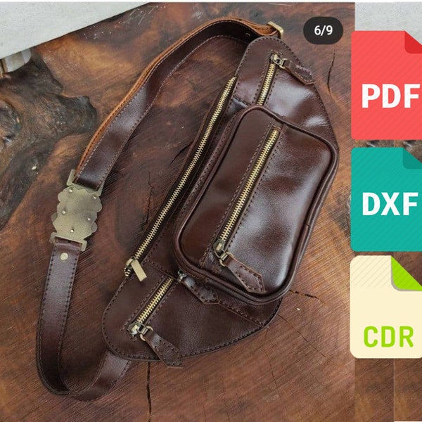 Leather waist bag template & pattern  for laser cut and print cdr, dxf and pdf file