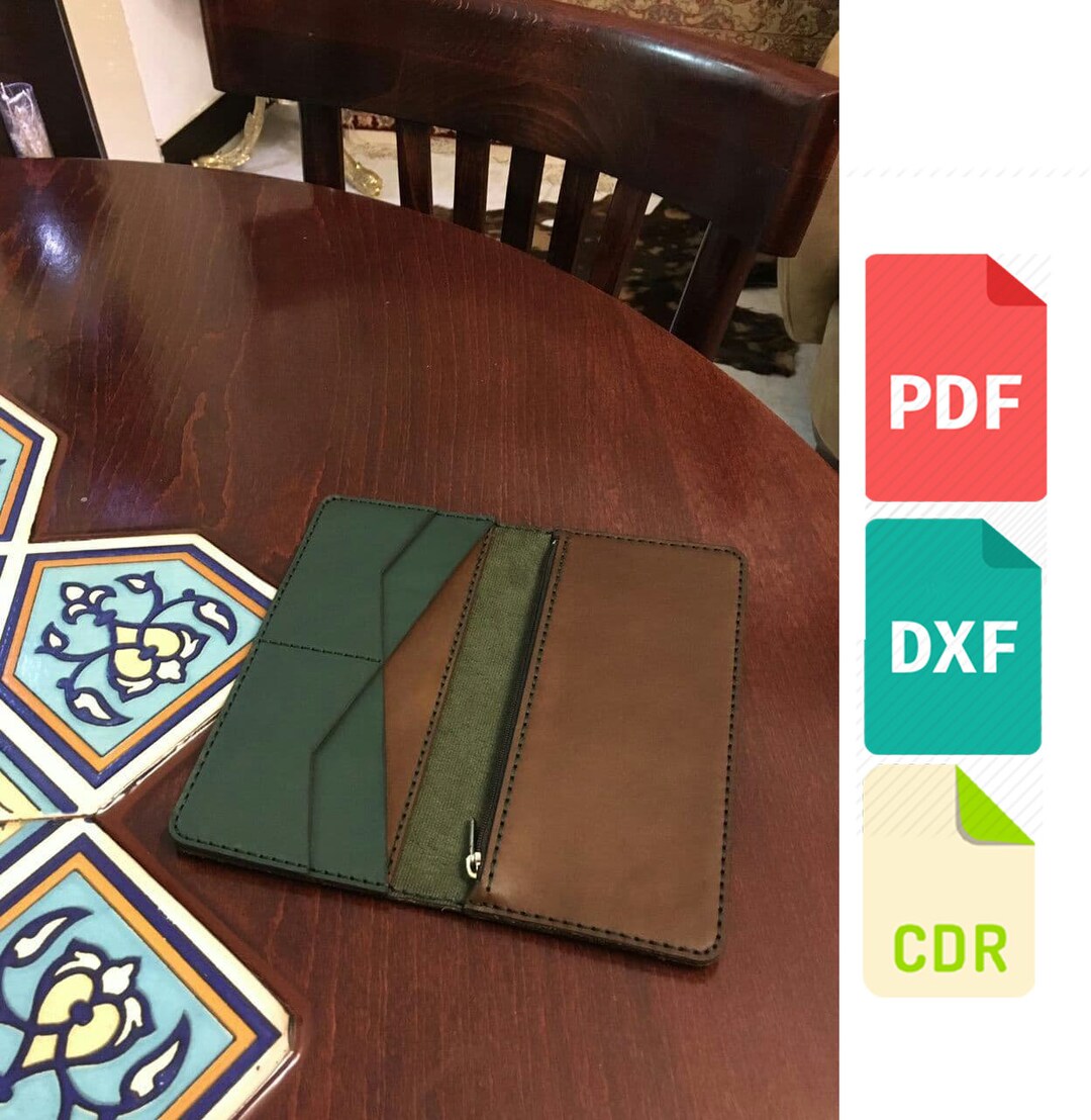 Leather Travel Wallet Bag Template & Pattern for Laser Cut and Etsy