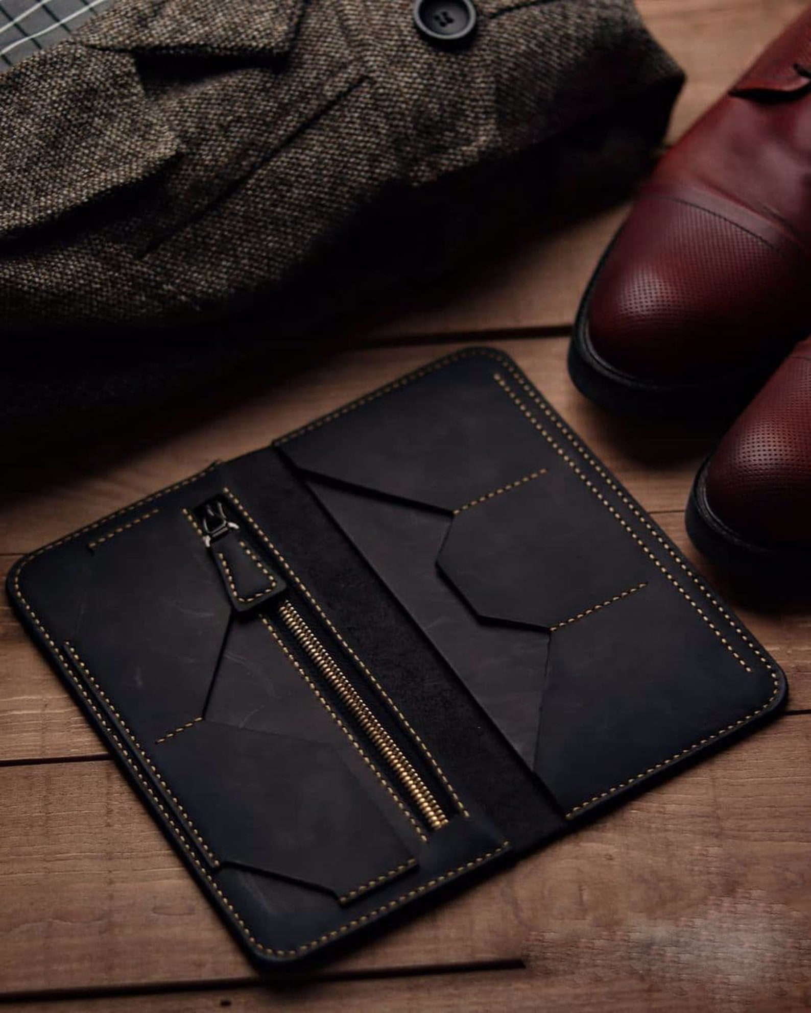 Leather Long Wallet Template & Pattern for Laser Cut and Print Etsy