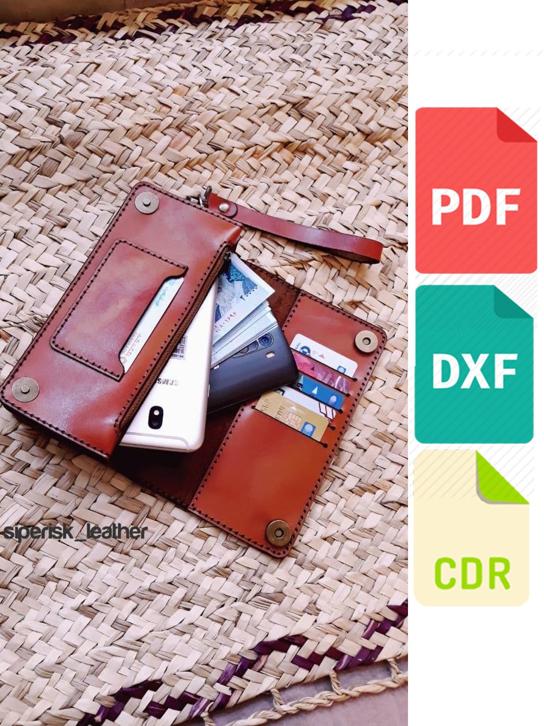 Leather Travel Wallet Bag Template & Pattern for Laser Cut and Print
