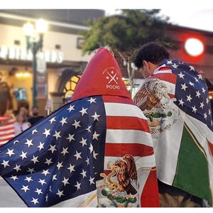 Mexican American Flag - Hooded Poncho - 3x5 Pride Body Flag