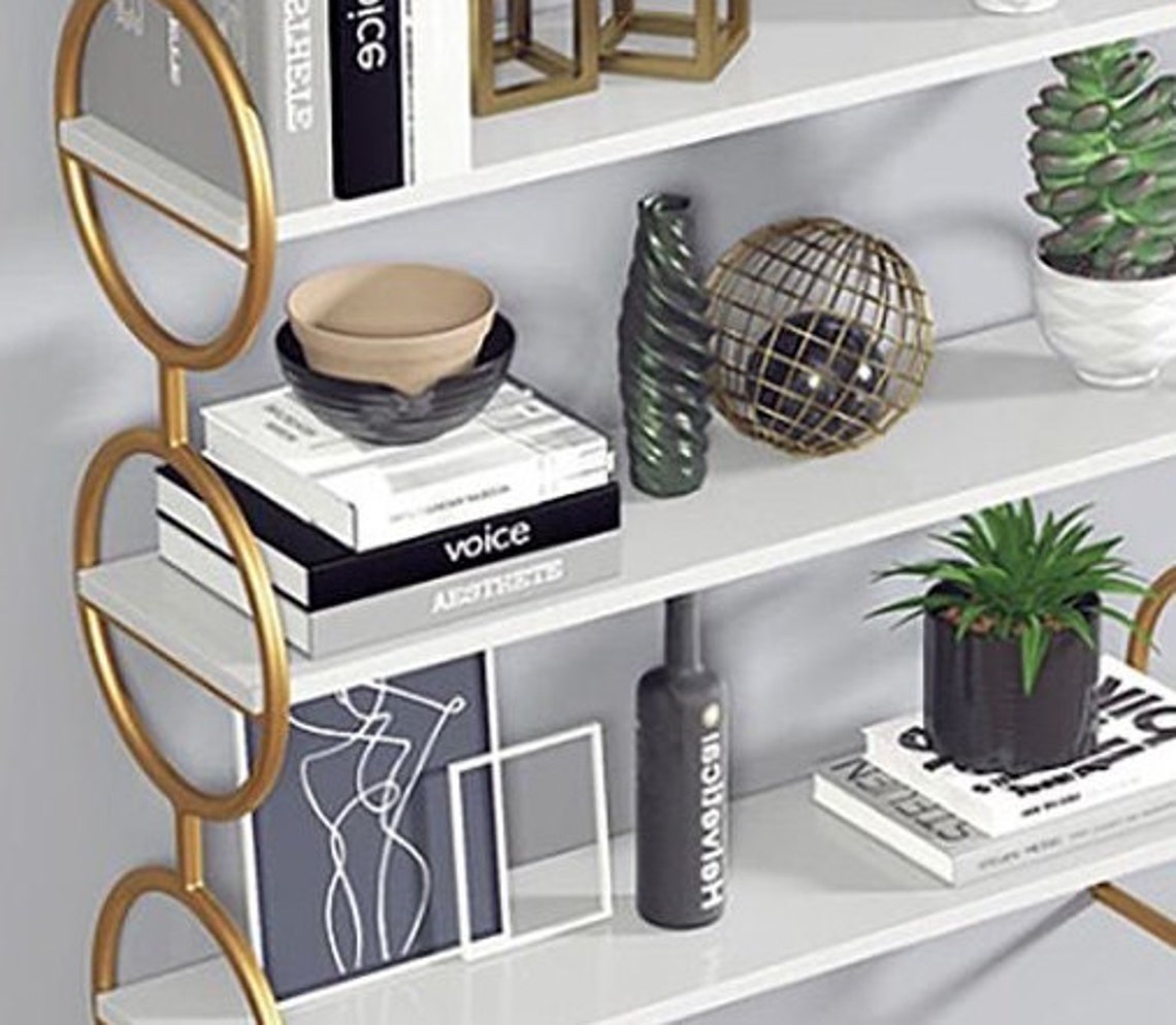 Round Gold 3TieR Shelf Floating Shelves Wall Mounted Etsy