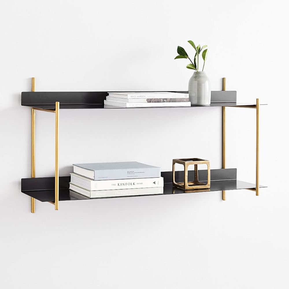 Floating Shelves Wall Shelf in Black & Gold 2Tier Wall Etsy