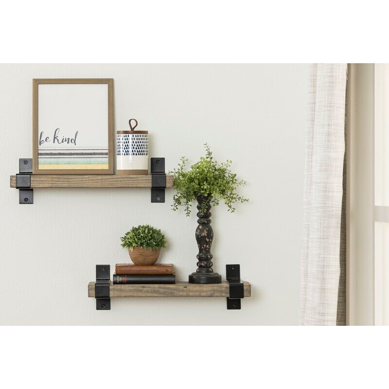 Estante flotante de madera maciza de pino de 2 piezas estante | Etsy