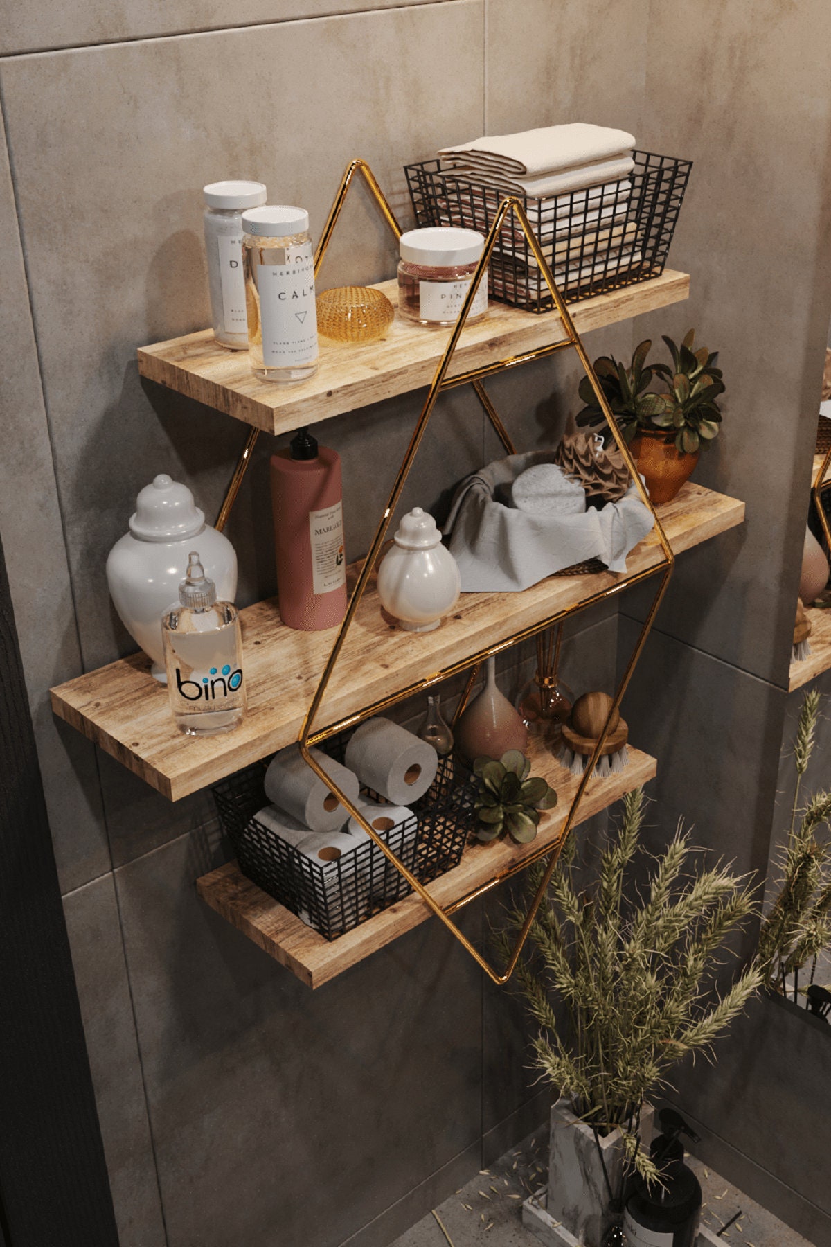 Metal Wire Wall Shelf Home Decor Storage Floating Shelf Etsy