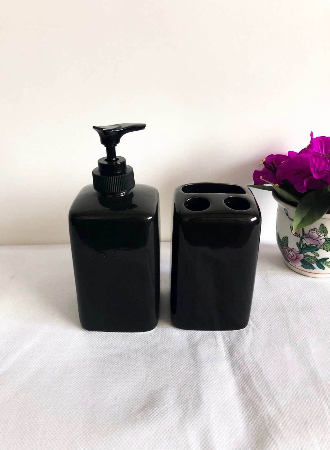 Soap Dispenser and Toothbrush holder Etsy